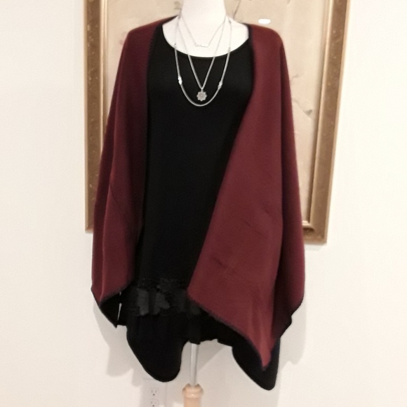 NEW Cozy Warm Soft  Reversible  Poncho Wrap - Picture 5 of 9